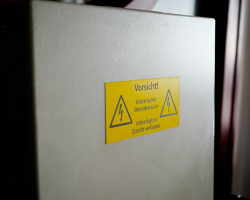 Electrical safety signage made with Flexilase laser engraving material