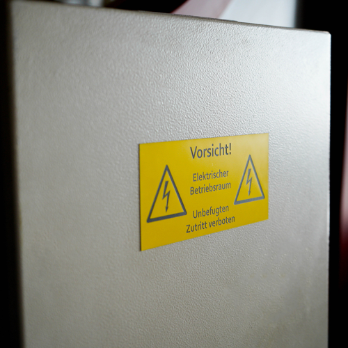Electrical safety signage made with Flexilase laser engraving material