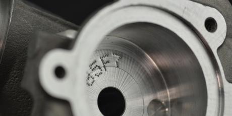 Dot-peen marking inside deep cylindrical metal part